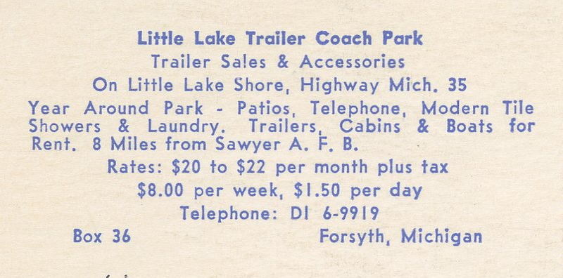 Little Lake Trailer Coach Park - Vintage Postcard